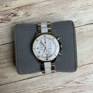 Michele Tahitian White Ceramic and Stainless Steel Ladies Watch